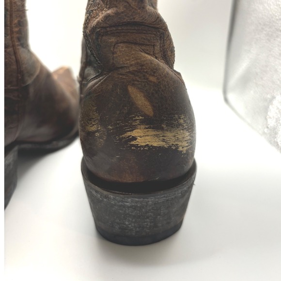 Cavenders Western Boots Brown Leather Stitch with Gold Brush Strokes Size 6.5 B - Picture 12 of 13